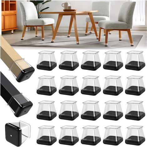 28 Stück Quadrat stuhlkappen, stuhlbein schutzkappe, Silikon Stuhlbeinkappen, Stuhlgleiter für Fliesen, Chair Leg Floor Protectors (Fit 26-36mm) (1/5)