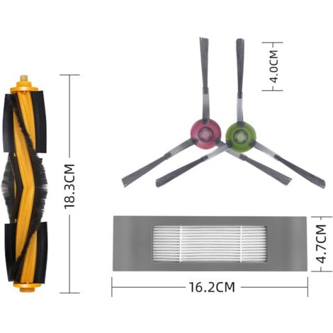 12-delige vervangingsset, compatibel met Ecovacs Deebot OZMO T8, 1 hoofdborstel, 8 zijborstels, 3 filterborstels, reservefilters, accessoireset voor robotstofzuiger Ecovacs