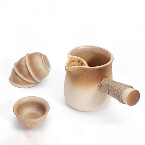 Keramik-Teekanne mit Anti-Verbrühungs-Griff, Porzellan-Teekanne, Teebereiter als Geschenk für Teeliebhaber zu Hause, Teetasse mit Farbverlauf-Milchteeband (1/5)