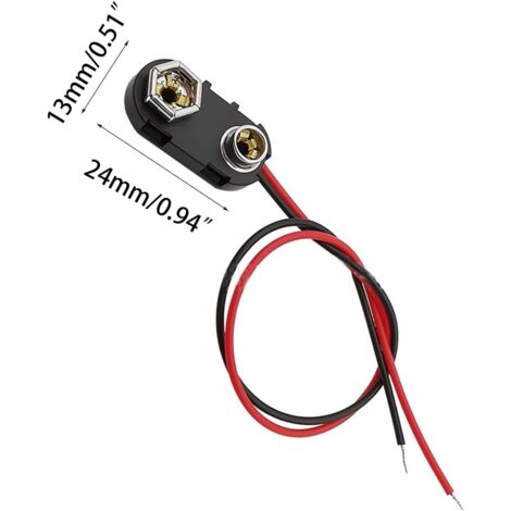 10x 9V Batterieclip – T-Typ, I-Form, 150mm Kabel, Hartschale, Kupferkontakte, Für 9V Block