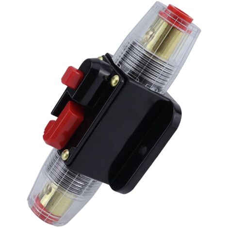 Greluma 2 stuks 30A inline stroomonderbreker reset zekering, 12V-24V DC reset zekeringhouder 30A met handmatige reset voor auto-mariene boot audiosysteembescherming