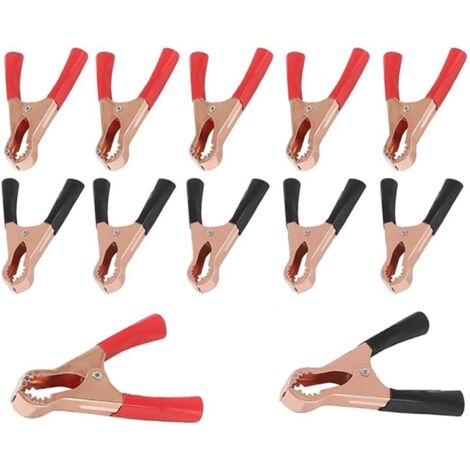 Mikqky 4 Stück Krokodilklemme, Krokodilklemme Kupfer, Isolierte Batterieklemmen Krokodil, Batterie Zange Klemmen, Krokodilklemmen Autobatterie 100A, Für Autobatterien Starthilfekabel(Rot Und Schwarz