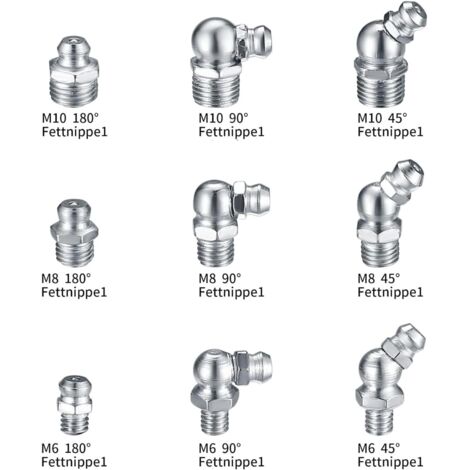 60-teiliges Schmiernippel Set – M6 M8 M10, Gerade Produktbild-Vorschau 4