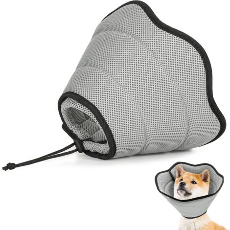 Halskrause Hund Leckschutz, Weich Schutzhalsband Kegelhalsbänder Verstellbar Genesungshalsband, Atmungsaktive Haustier Elisabethanischer, Hundehalskrause, Leckschutz Hund nach Op Hund, M, Grau (1/5)