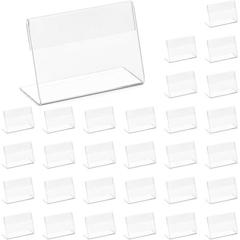 30 Stück Acryl Etikettenhalter, Klein Namenskarten Halter Visitenkarten Display für Büro Schulen Shop Einkaufszentren (6 x 4 cm) (1/5)