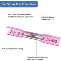 20x Wasserdichte Kabelverbinder BHT1.25, 22-16 AWG, Mit Schrumpfschlauch, Verzinntes Kupfer, Für Autokabel & Elektronik – Blau