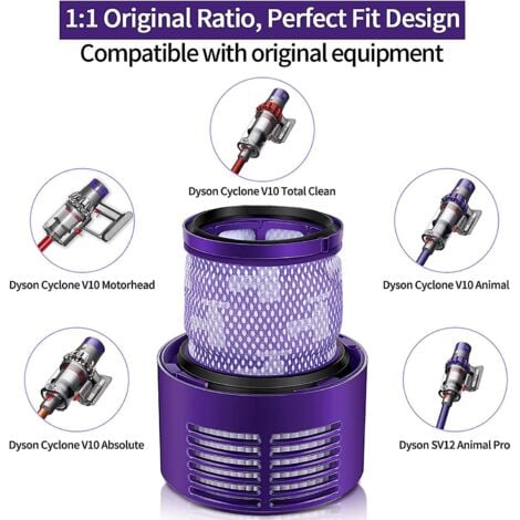 HYY AR Filtres pour Dyson V10 Sv12, Morpilot 2 filtres pour Dyson Cyclone V10 Sv12 Series V10 Absolute Animal Motorhead Total Clean, 2 pack Repl