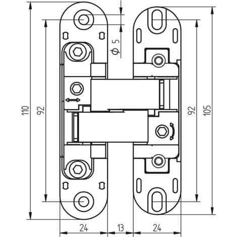 Unsichtbares Scharnier für schwere Türen – 2er-Set (Last 40 kg, Öffnung 180°)
