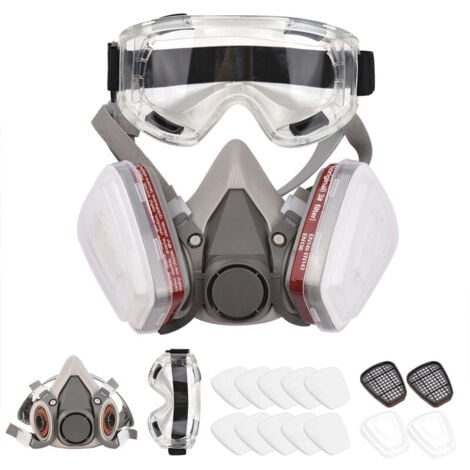 HYY AR Demi-masque respiratoire réutilisable 6200 avec lunettes pour peinture, vapeur organique, soudage, polissage, travail du bois