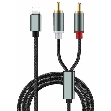 Câble Audio Apple vers 2RCA Lotus - Lien de Téléphone Portable vers Amplificateur Audio Haut-Parleur iPhone