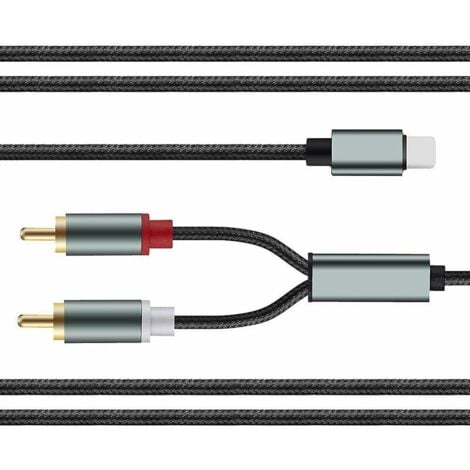 Câble Audio Apple vers 2RCA Lotus - Lien de Téléphone Portable vers Amplificateur Audio Haut-Parleur iPhone