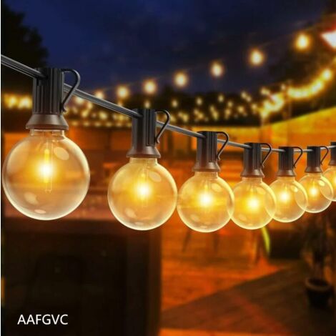 SKYLANTERN Guinguette Deluxe - Ghirlanda di guinguette, 4,5 m, 8 lampadine in vetro allungate, ghirlanda luminosa multicolore con filamento LED con presa