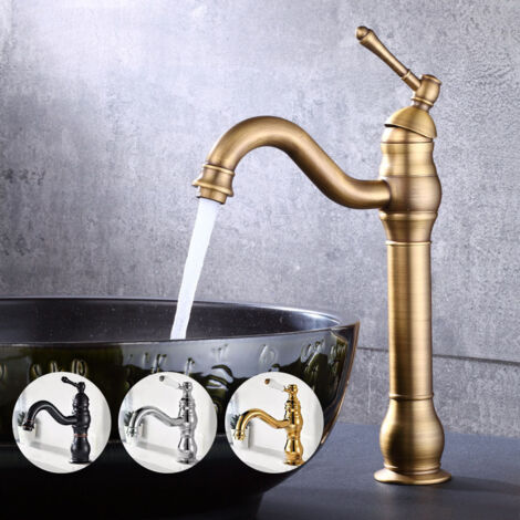 Rubinetto Lavabo Bagno A Cascata 3 Fori, Bronzo Lucidato Ad Olio, Con 2 Maniglie E Scarico Pop-Up, Design Moderno - 3