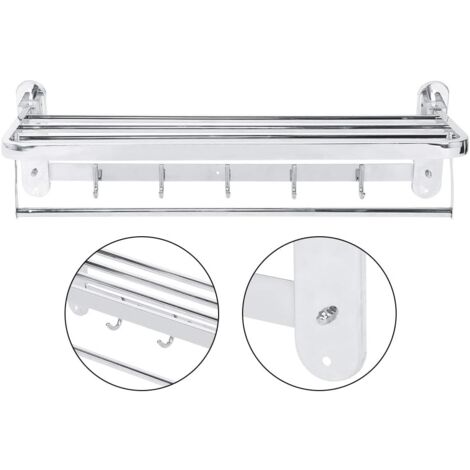 Portasciugamani Da Bagno In Acciaio Inox - 50 Cm Con 5 Ganci - Foto 8