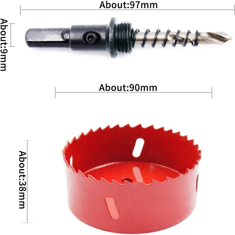 Hole Saw and Drill Bit HSS Bi Metal Hole Saw with Shank for Wood and Metal 90mm