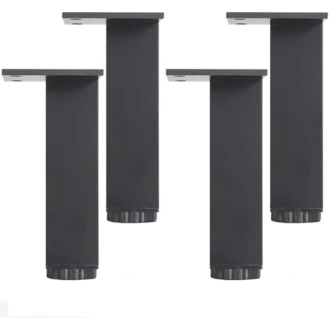 Adjustable Furniture Legs, 4 Sets, Metal Furniture Legs, Bathroom Cabinet Black Square Support Feet, Load Capacity 400kg, 30cm Height, 18mm Adjustable, Ugreat