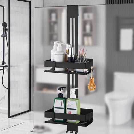 Hanging Shower Shelf Stainless Steel Hanging Shower Caddy Double Shower Mat Matte Black Hanging Shower Basket