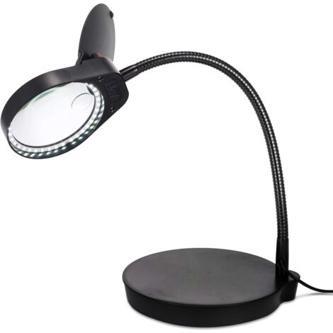 in 1 3x 10x Magnifying Glass Lamp Stand Reading Magnifier with 38pcs LED Lighted Magnifying Glass for Daylight Bright Lights Crafts Industry Electronics Black