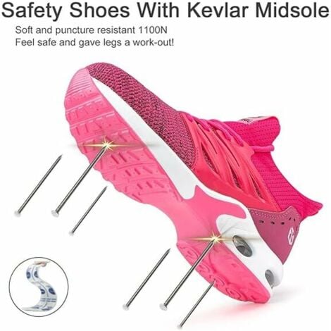 Safety Shoes Men Women Safety Sneakers Work Shoes Construction Site Shoes Steel Toe Cap Safety Shoes Pink Color Pink-41