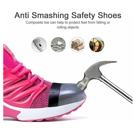 Safety Shoes Men Women Safety Sneakers Work Shoes Construction Site Shoes Steel Toe Cap Safety Shoes Pink Color Pink-41