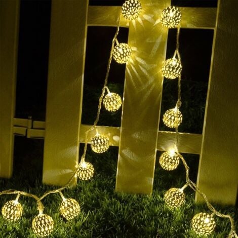Solar String Lights Outdoor with 3M 20 LED Moroccan Balls Waterproof Decorative Lighting for Home Garden Party Festival - Warm White