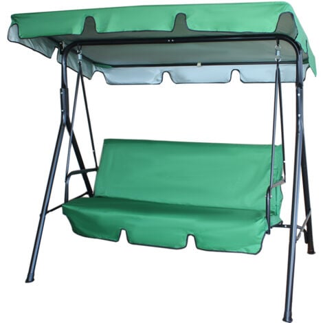 210D Waterproof Garden Swing Canopy Replacement Roof Swing Top Canopy Replacement Sun Shade for Garden Swing Anti-UV (Green, 249×185×18cm)-three seater