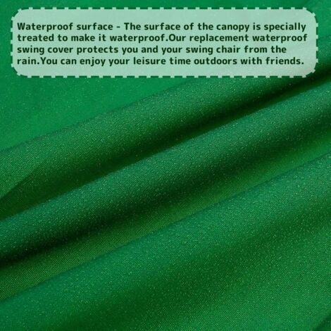 210D Waterproof Garden Swing Canopy Replacement Roof Swing Top Canopy Replacement Sun Shade for Garden Swing Anti-UV (Green, 249×185×18cm)-three seater