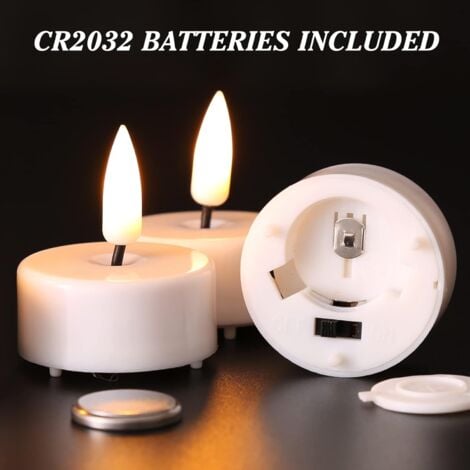Bright Realistic LED Tealight Candles with Timer, Battery Included, Flameless Flickering Votive Candles, 12 Pack, White