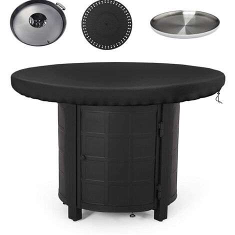Fire Pit Cover, 420D Waterproof Anti-UV Protective Cover for Fire Pit, Barbecue Grill (Diameter 100cm)