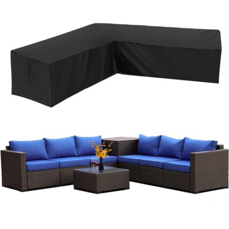 Waterproof Garden Corner Sofa Cover 210D Oxford Dustproof Garden Furniture Cover L Shape Corner Sofa Cover (300×300×98cm)