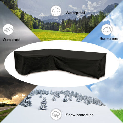Waterproof Garden Corner Sofa Cover 210D Oxford Dustproof Garden Furniture Cover L Shape Corner Sofa Cover (300×300×98cm)