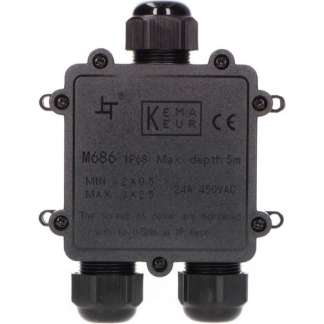 Junction Box, 3 Way IP68 Waterproof Outdoor Electrical Junction Box + Self-Toggle Terminals for Tight and Secure Junction Box Connections