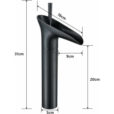 Black Bathroom Faucet, Waterfall Faucet Black Retro Single Lever Basin Mixer Tap Sink Faucet, Brass Countertop High Bathroom Faucet Hand Wash Faucet Sink Basin Faucet