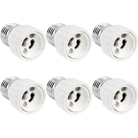 E27 to GU10 Adapter 0 250V Max. 200W E27 GU10 Adapter Socket Converter for LED Bulb Halogen Lamp and CFL Ceramic Adapter Pack of 6 RWLight Bulb Base Adapter