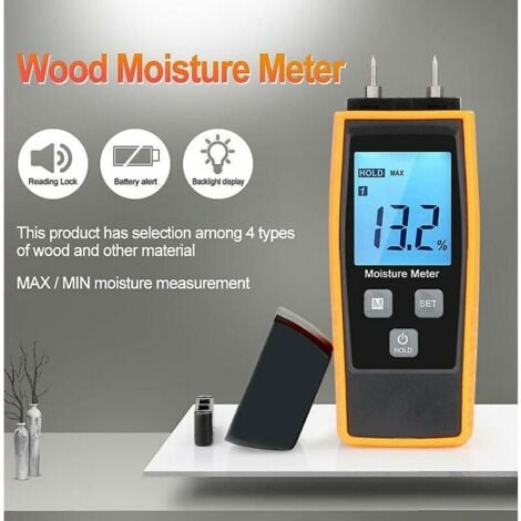 Moisture Tester, Wall and Wood Moisture Tester, Leak Meter, Humidity, Cement Mortar, Water Content Detector with LCD Display