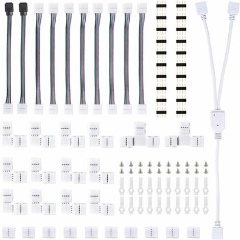 10pcs 4-Pin Solderless Connectors For 10mm Wide SMD 5050 RGB LED Strips - Gapless Quick Connect Adapters