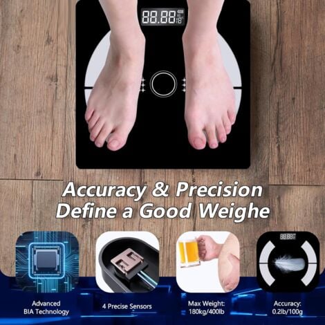 Bathroom scale, Body scale, Connected Body Scale, Impedance Meter, Impedance Meter Scale with 12 Body Data (BMI/Body Fat/Bone Mass/BMR/Muscle/Water)