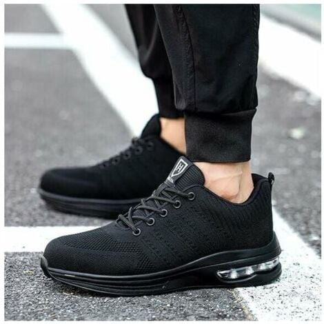 Safety Shoe and Boot Accessory-Safety Shoes Men Women Lightweight Breathable Safety Sneakers Comfortable Work Shoes with Steel Toe Cap Black Size 43