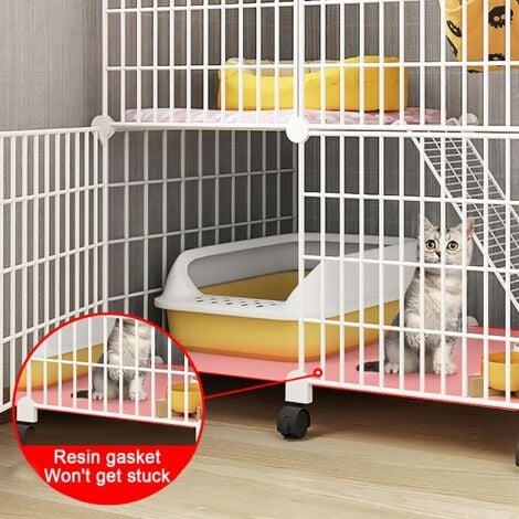Indoor Cat Cage Large Cat Enclosure DIY Cat Cage Small Animal Playpen Cat Cages with Universal Wheel - Great Exercise Place Ideal for 1-3 Cats (75x39x76cm)