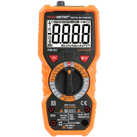 PM18C Digital Multimeter AC DC Automatic Digital Electrical Tester Non Contact Voltmeter Ammeter Ohmmeter Voltage Detector Hold with Backlit Display