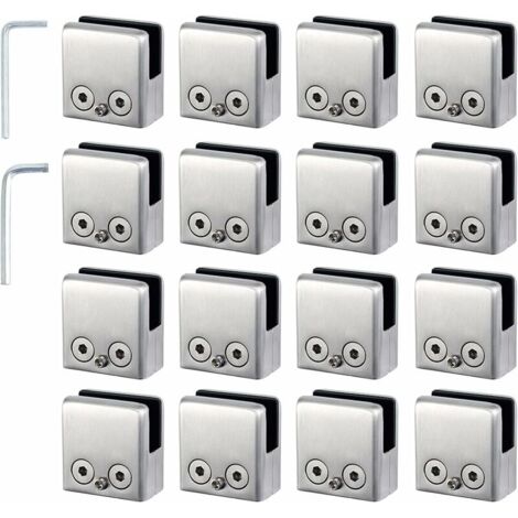 16PCS Glass Clamp 8-10mm 304 Stainless Steel Adjustable Angle Wall Mirror Fixing, for Stair Railing Pool Fence,AAFGVC