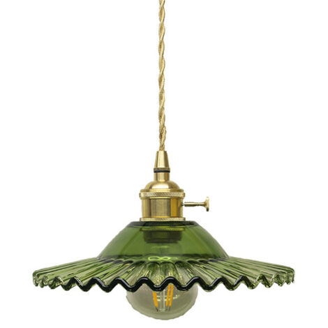 E27 Industrial Vintage Glass Pendant Lights Fixture Retro Ceiling Light Fixture Glass Retro Pendant Lights Fixtures Industrial Ceiling Lighting Pendant Lights Ceiling Lights Fixture(Green glass withou