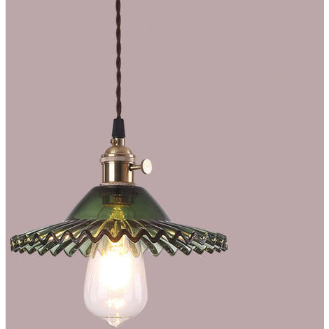E27 Industrial Vintage Glass Pendant Lights Fixture Retro Ceiling Light Fixture Glass Retro Pendant Lights Fixtures Industrial Ceiling Lighting Pendant Lights Ceiling Lights Fixture(Green glass withou