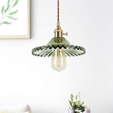 E27 Industrial Vintage Glass Pendant Lights Fixture Retro Ceiling Light Fixture Glass Retro Pendant Lights Fixtures Industrial Ceiling Lighting Pendant Lights Ceiling Lights Fixture(Green glass withou