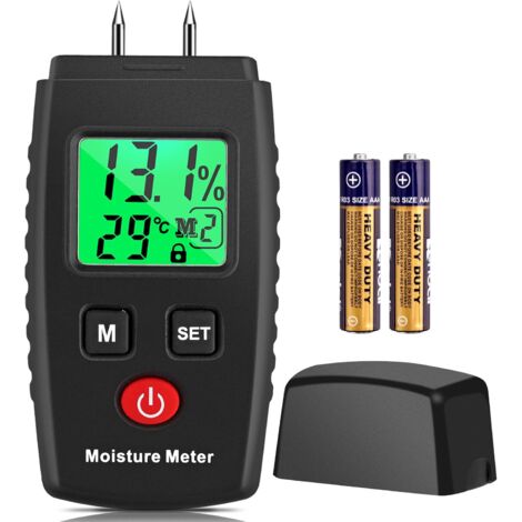 Moisture Tester, Pin Moisture Detector with 3 Modes, LCD Display with Green Backlight, Mold Detector for Wood and Building Materials.