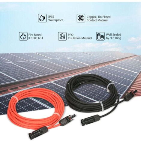 Solarpanel-Verlängerungskabel mit MC4-Stecker, Paar Rot + Schwarz, 14 AWG, 4 m