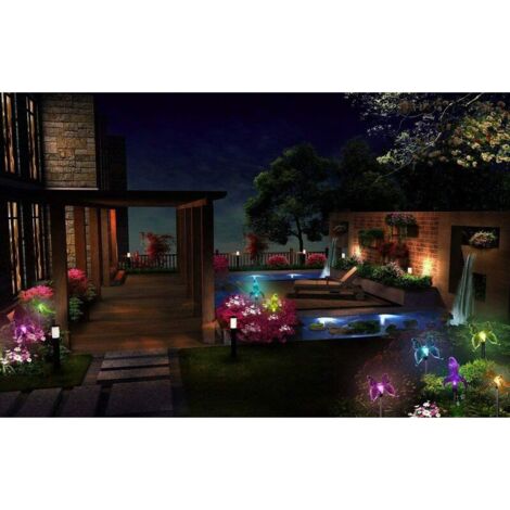 3er-Pack Solar-Gartenleuchten, Schmetterling, Kolibri, Libelle, solarbetriebene LED, mehrfarbig