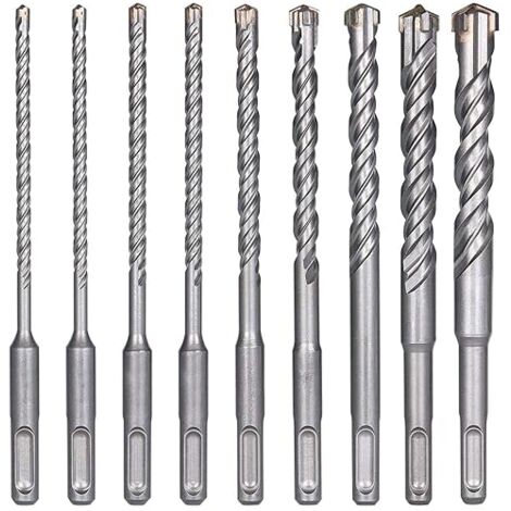 Betonbohrer-Set 10 Stück – 3/16 Zoll Bis 1/2 Zoll, Wolframkarbid, Für Beton, Ziegel, Glas, Holz