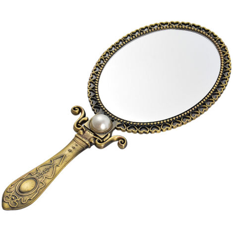KALLORY Vintage Handspiegel Mit Griff – Klappspiegel, Bronze, 14,5 X 8 Cm, Für Schminke & Cosplay