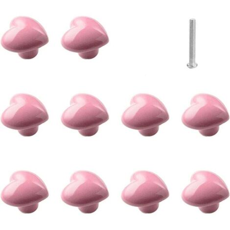 Cabilock 8er Set Schubladenknöpfe Herzform - Hellrosa Keramik Für Kinderzimmer